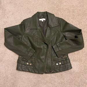 New York & Company Green faux leather jacket